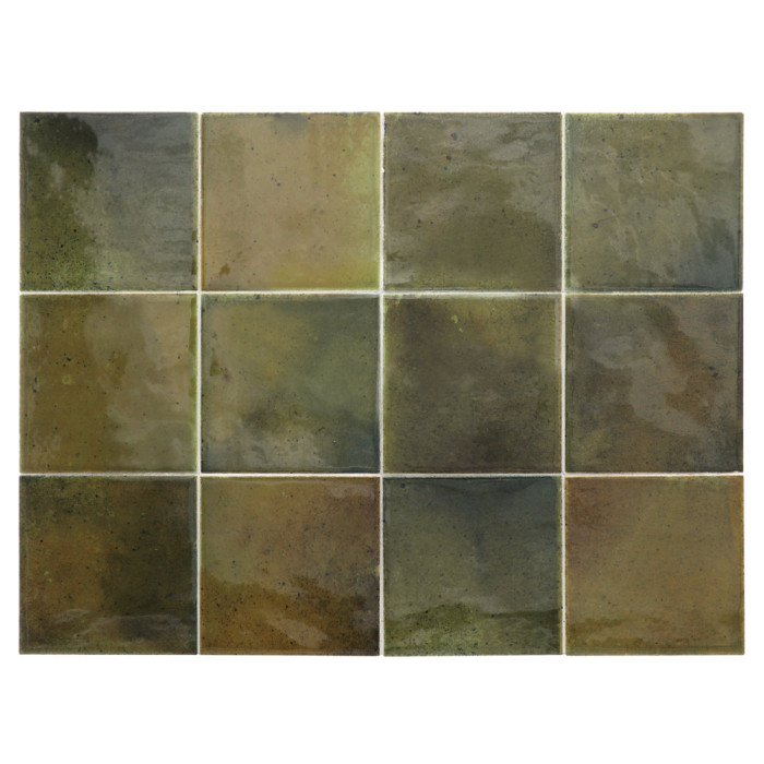 Carrelage effet zellige collection Hanoi couleur vert olive - 10x10 cm Carrelage effet zellige collection Hanoi couleur vert olive - 10x10 cm
