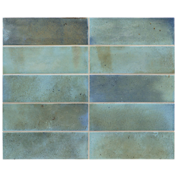 Carrelage effet zellige collection Hanoi couleur bleu ciel - 6,5x20 cm