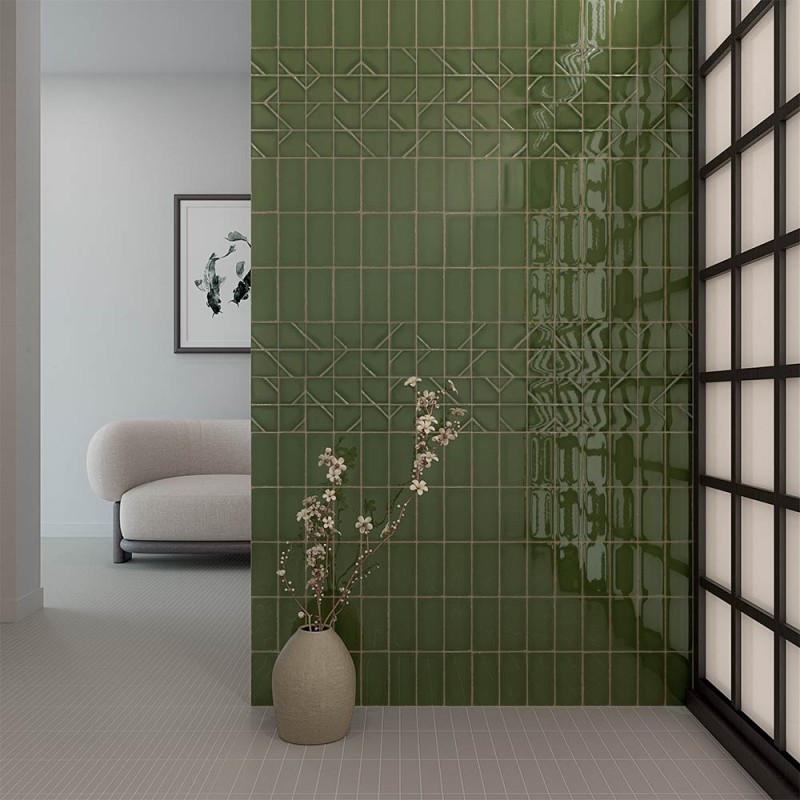 Faïence murale vert mousse brillante – Yoko Moss