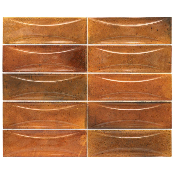 Carrelage effet zellige collection Hanoi Arco couleur orange brun - 6,5x20 cm
