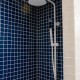 Carrelage Bleu couleur Petrolio en 10x10 cm pare les murs de cette douche