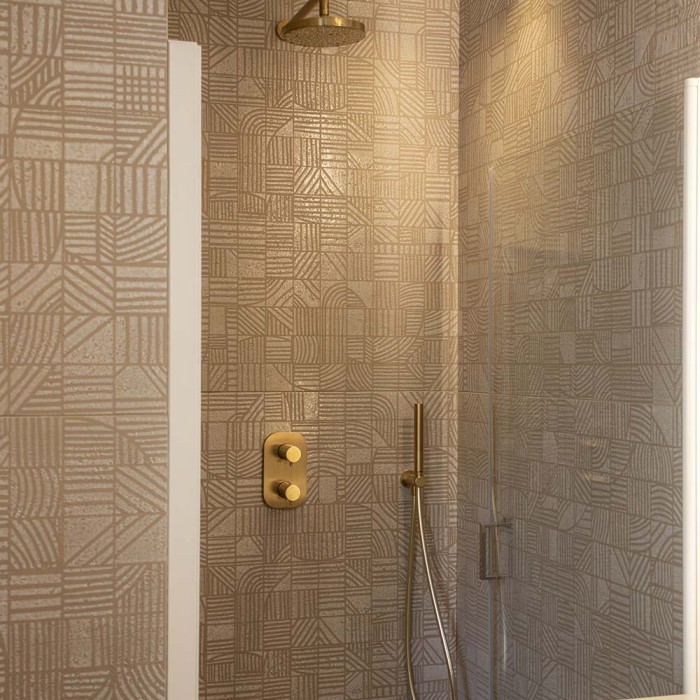 Carrelage effet béton blanc et or - Mater Segno Bianco