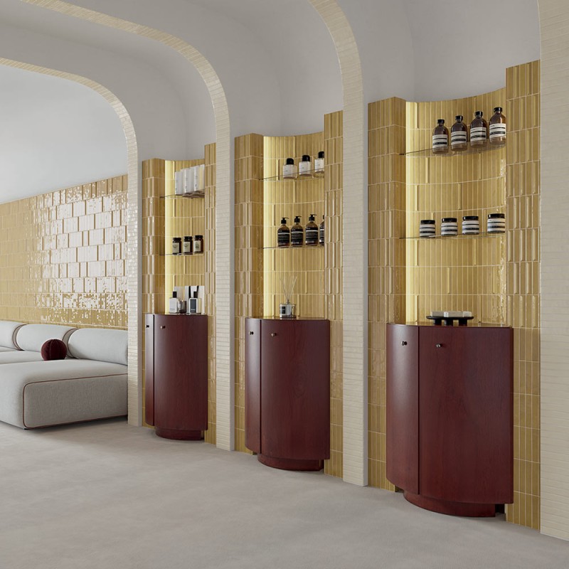 Nouvelle Vague - Carrelage mural 3D - couleur moutarde