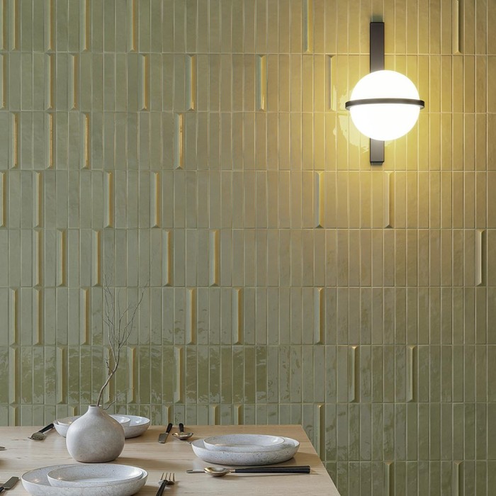 Nouvelle Vague - Carrelage mural 3D - couleur vert ancien