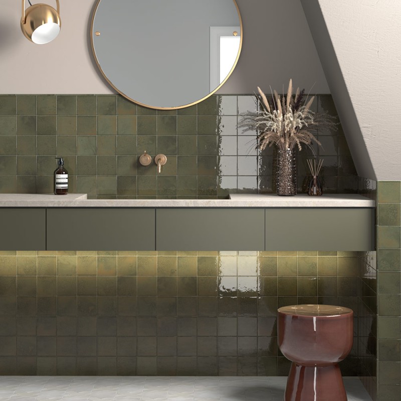 Bohemian - Carrelage mural effet zellige - couleur vert