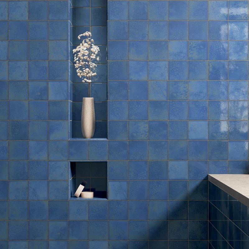 Bohemian - Carrelage mural effet zellige - couleur bleu profond