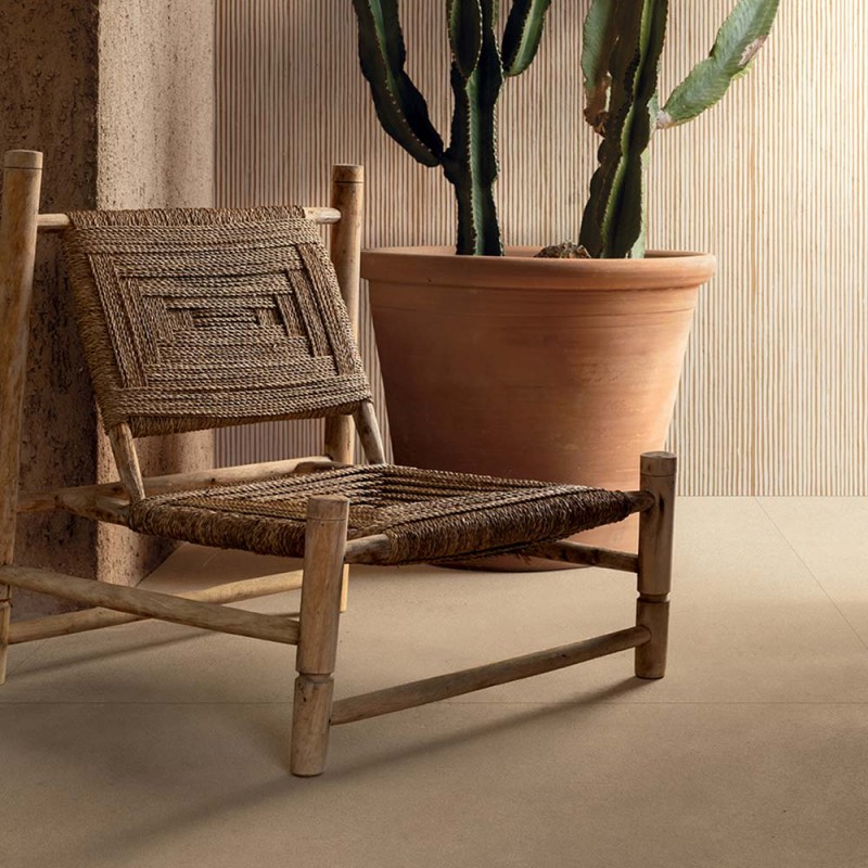 Carrelage mural effet terre texturée Sensi Terre Cannettato Sabbia 60x120