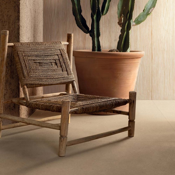 Carrelage mural effet terre texturée Sensi Terre Cannettato Sabbia 60x120