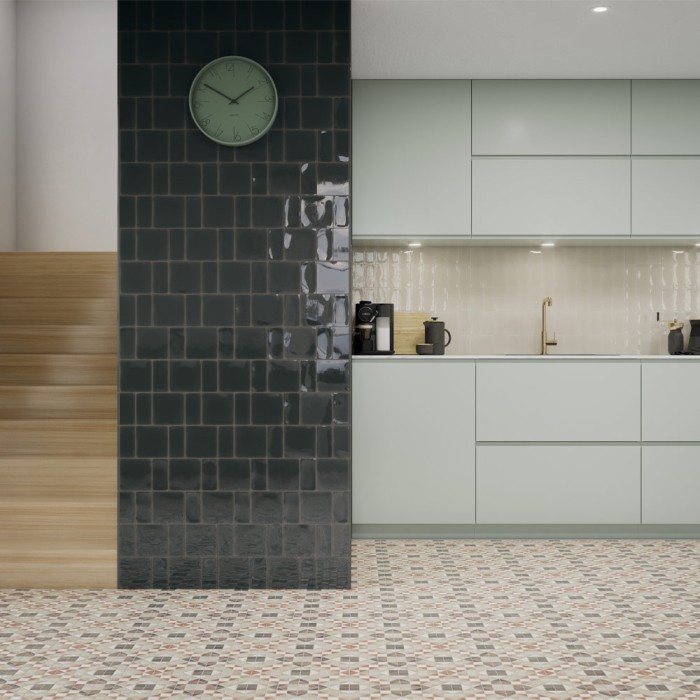 Carrelage faïence effet zellige Fayenza format carré - couleur marron foncé - cuisine Carrelage faïence effet zellige Fayenza format carré - couleur marron foncé - cuisine