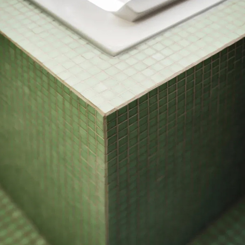 Mosaïque Amsterdam Grain Ultra Light Green - 2x2 cm - trame de 32x32cm