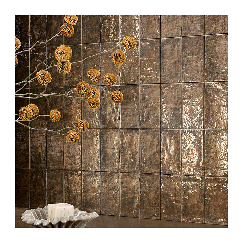 Carrelage mural brillant bronze Terrae Ossidia Bronzo 7x14 cm