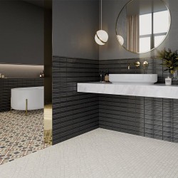 Carrelage faïence effet zellige Fayenza à relief - couleur marron foncé - salle de bain