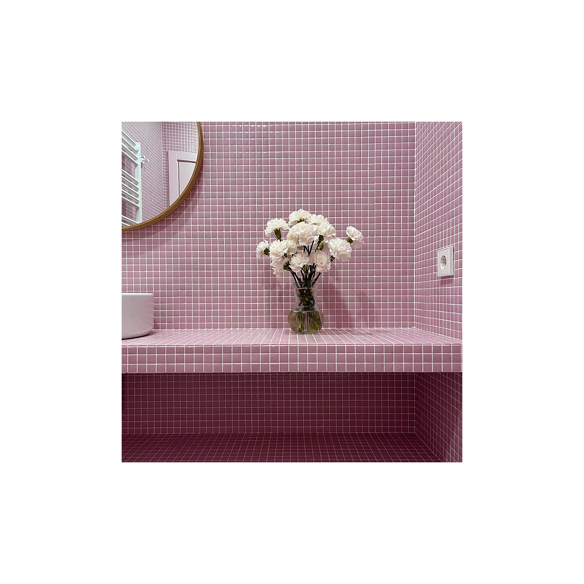 Mosaïque unicolor rose 2,5x2,5 cm – Hisbalit 166