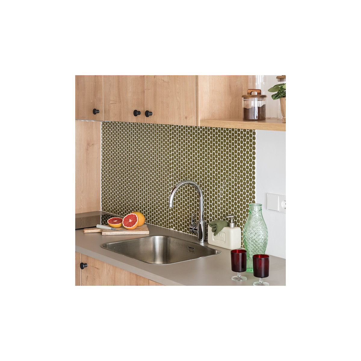 Mosaïque unicolor kaki 2,5x2,5 cm – Hisbalit 337