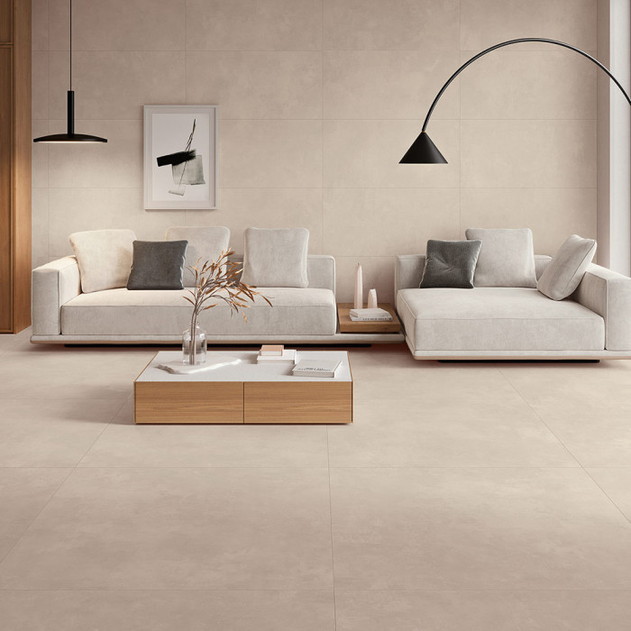 Carrelage effet béton crème...