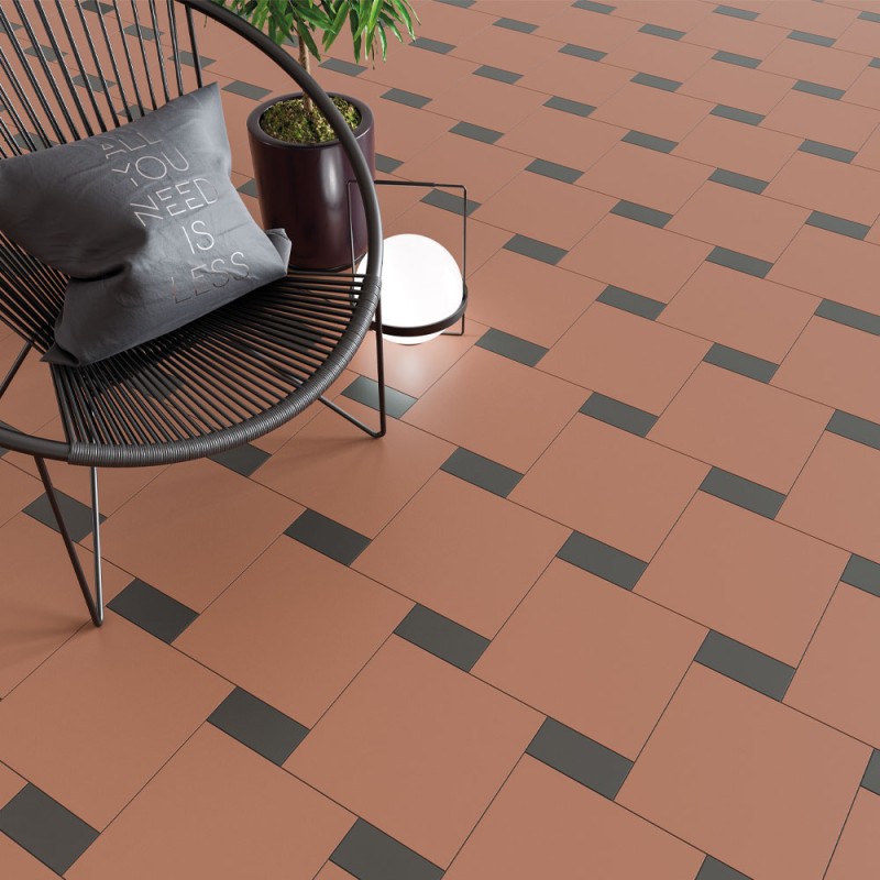 Carrelage uni collection Solid - format XL - terre cuite - salon