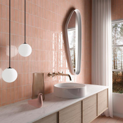Carrelage effet zellige Coco, couleur rose - salle de bain