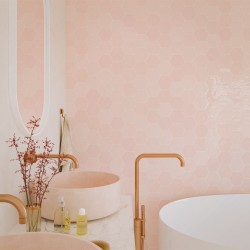 Carrelage effet zellige collection Zellige Hexa couleur rose - salle de bain