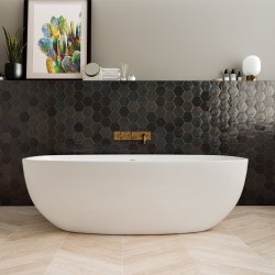 Carrelage effet zellige collection Zellige Hexa couleur noire - salle de bain