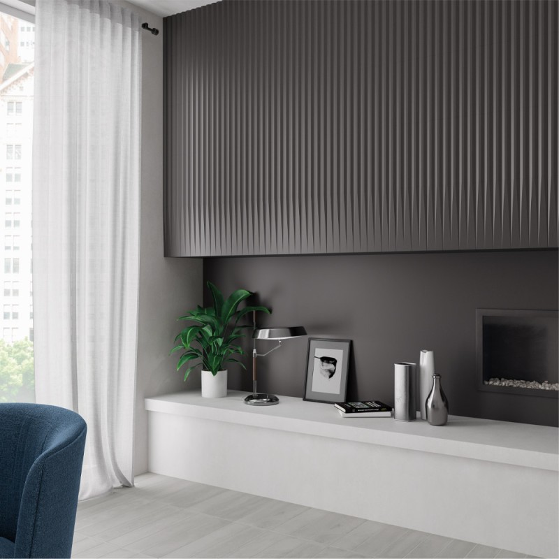 Carrelage faïence de la collection Stripes Transition - couleur graphite - photo d'ambiance cuisine