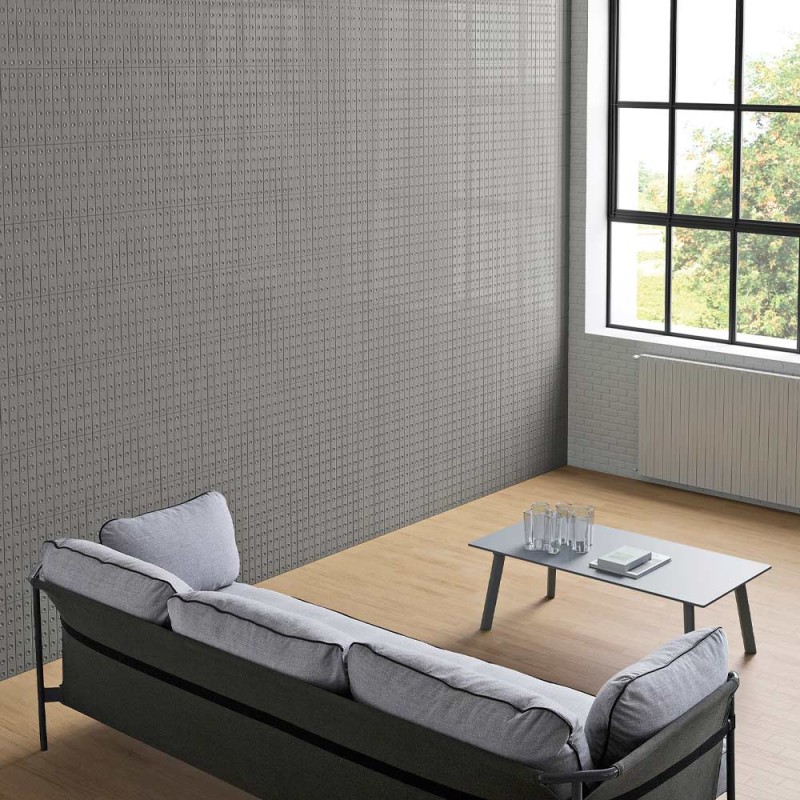 Carrelage faïence collection Punto - Finition T Down - couleur grise - photo d'ambiance salon