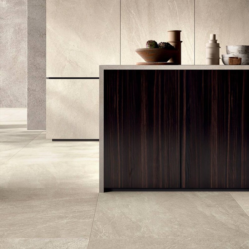 Carrelage effet pierre collection Nextone - blanc - photo d'ambiance salon