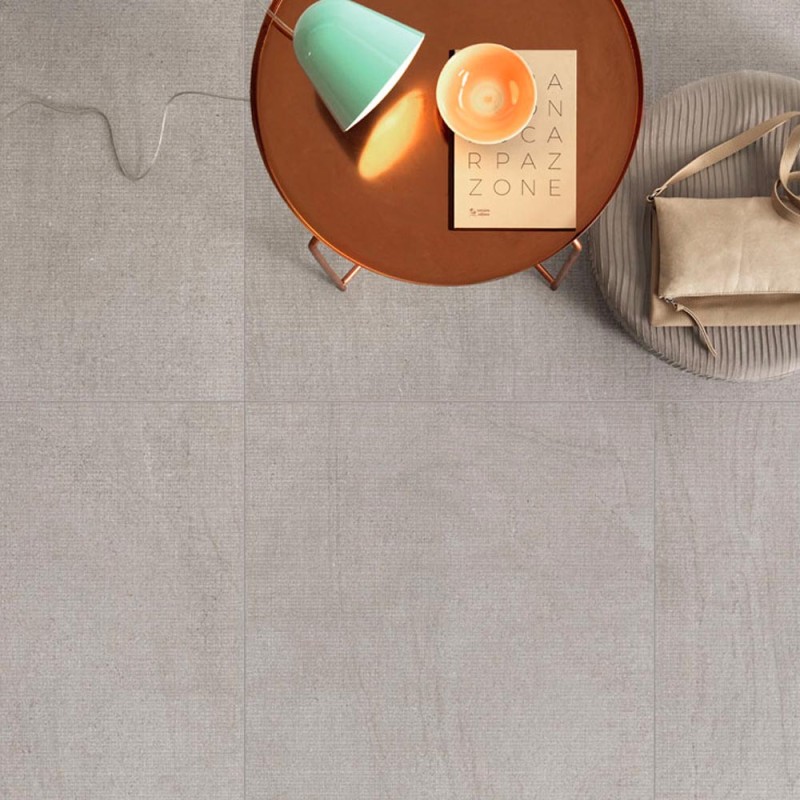 Carrelage effet pierre collection Nextone Dot - gris - photo d'ambiance salon