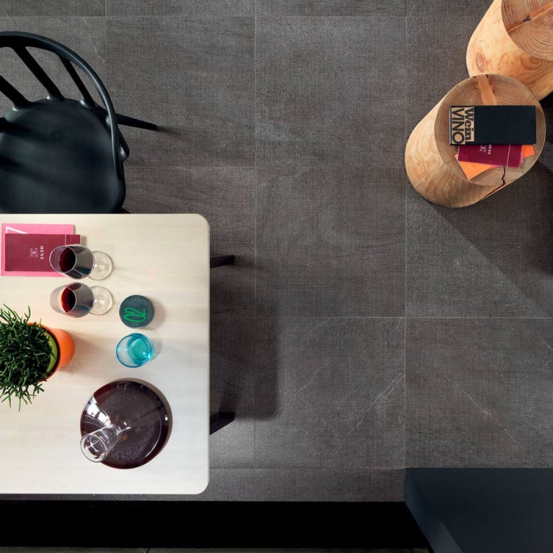 Carrelage effet pierre collection Nextone Dot - taupe - photo d'ambiance salon