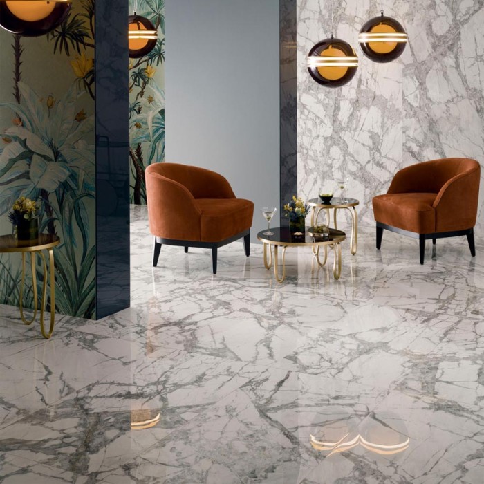 Carrelage effet marbre blanc brillant – Delight Invisible Light