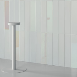 Carrelage faïence collection Spectre - couleur blanc Hologram - 5x25 cm - photo d'ambiance salle de bain zoomée