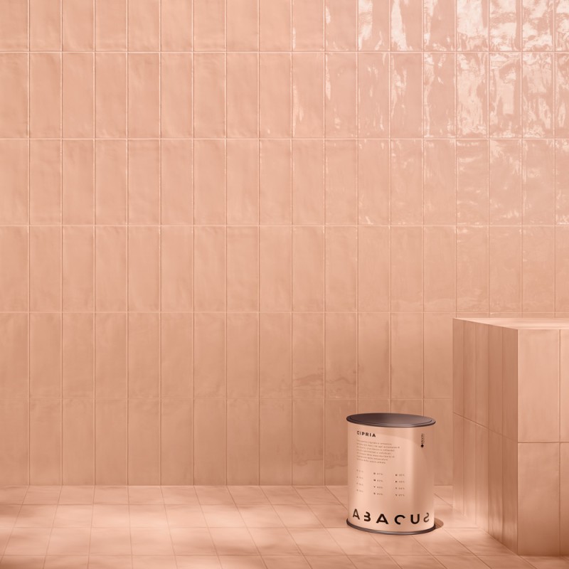 Carrelage faïence collection Abacus - Brick - Rose - photo d'ambiance salle de bain