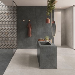 Carrelage effet béton collection Be Square - couleur noire - photo d'ambiance salle de bain