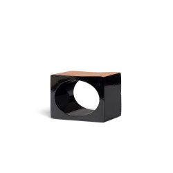 Claustra carré avec trou circulaire à coupe inclinée Calella, couleur noir