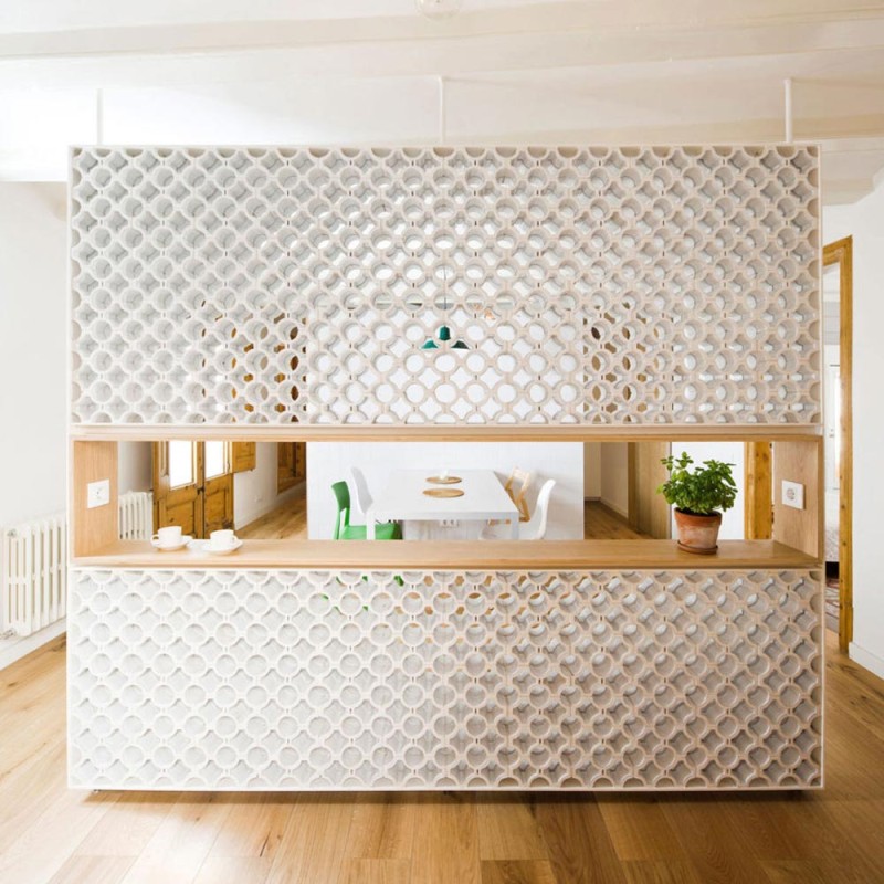 Claustras terre cuite Emporda émaillé - blanc - photo d'ambiance salon