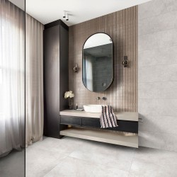 Carrelage effet zellige collection Glacé rayé couleur marron - salle de bain