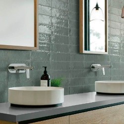 Carrelage effet zellige collection Glacé couleur gris vert foncé - salle de bain