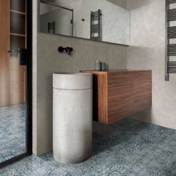 Carrelage effet pierre collection Realstone Argent - couleur gris vert - photo d'ambiance salle de bain