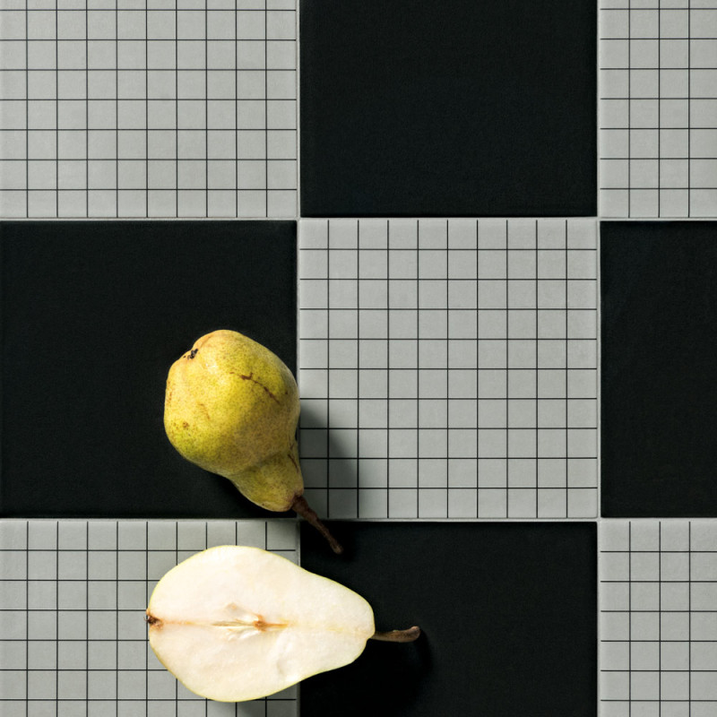 Carrelage à motifs collection Futura, motif Grid, quadrillage, couleur noire