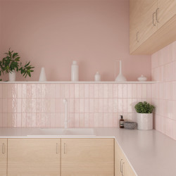 Carrelage effet zellige collection La Riviera couleur rose - salle de bain