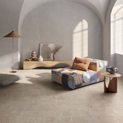 Carrelage effet pierre collection Mapierre ancienne Opus - blanc - photo d'ambiance salon