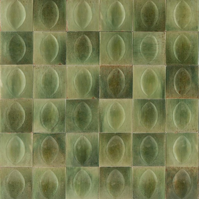 Carrelage effet zellige collection Gleeze Egg vert jade - carreaux seuls - 10x10 cm