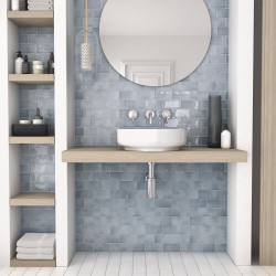 Carrelage effet zellige collection Manacor bleu gris - salle de bain