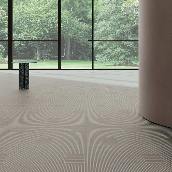 Carrelage faïence mat collection Fringe Bold gris - photo d'ambiance salon