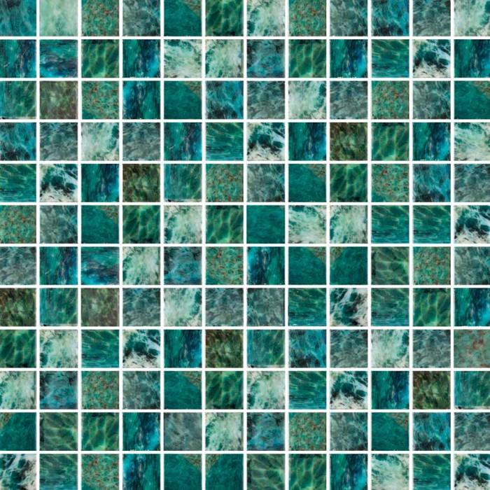 Carrelage piscine mosaïque de verre Mar green - tons vert - carreau seul