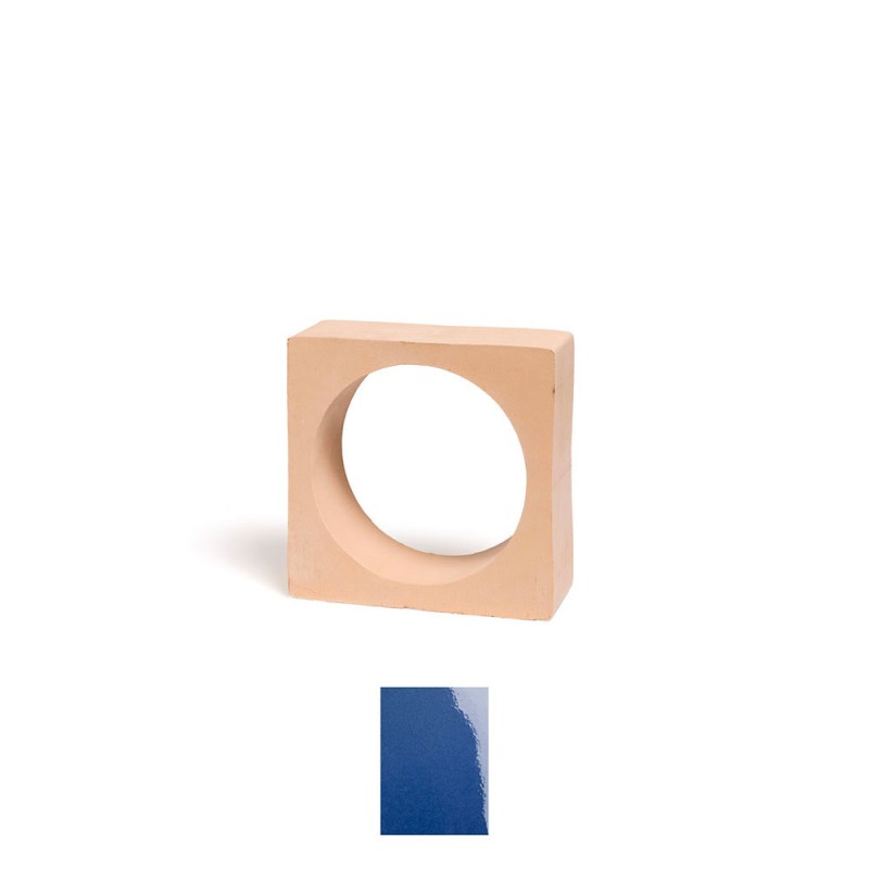 Claustra terre cuite au motif rond et carré Estartit B - couleur bleu Majorelle