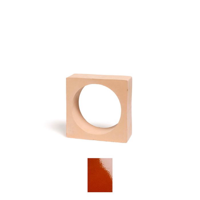 Claustra terre cuite au motif rond et carré Estartit B - couleur rouge ancien