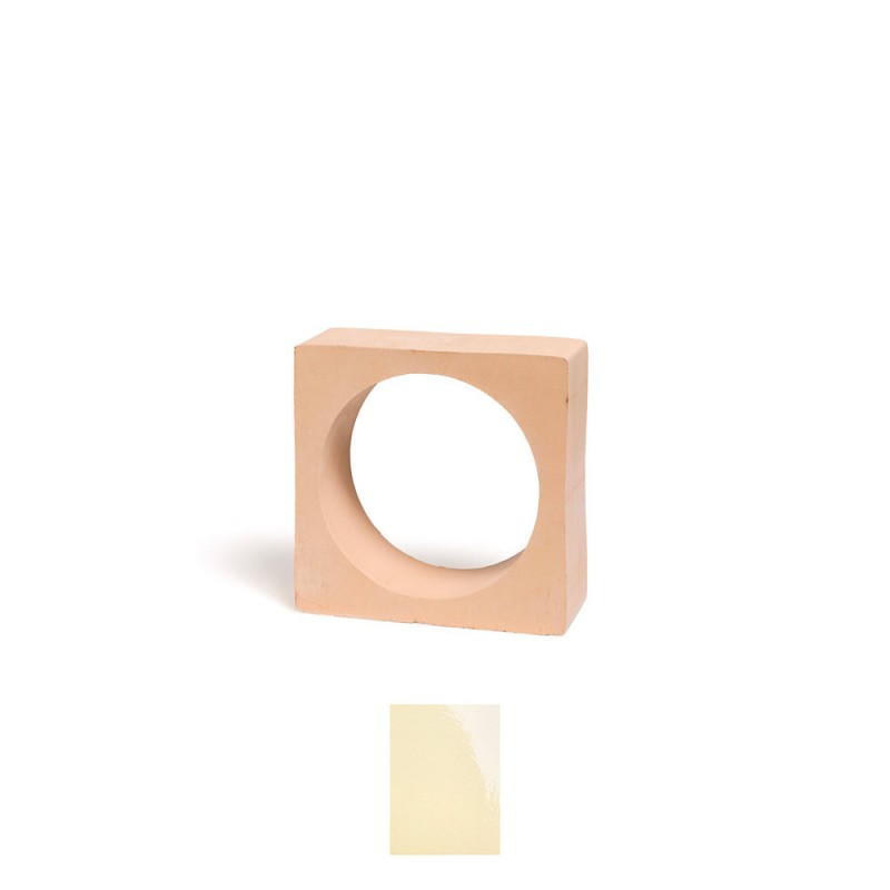 Claustra terre cuite au motif rond et carré Estartit B - couleur crème