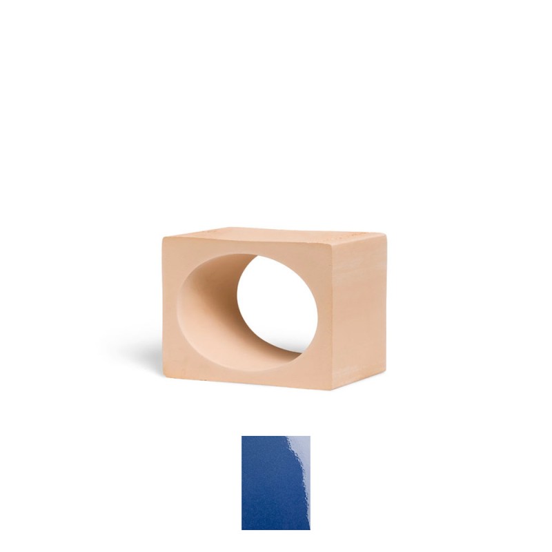 Claustra carré avec trou circulaire à coupe inclinée Calella, couleur bleu Majorelle