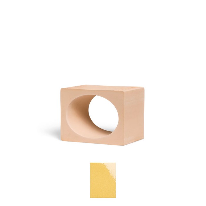 Claustra carré avec trou circulaire à coupe inclinée Calella, couleur jaune pâle