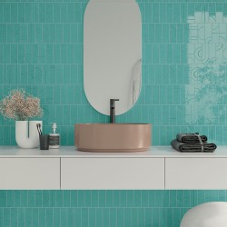 Carrelage faïence Hammer couleur Aqua - crédence salle de bain